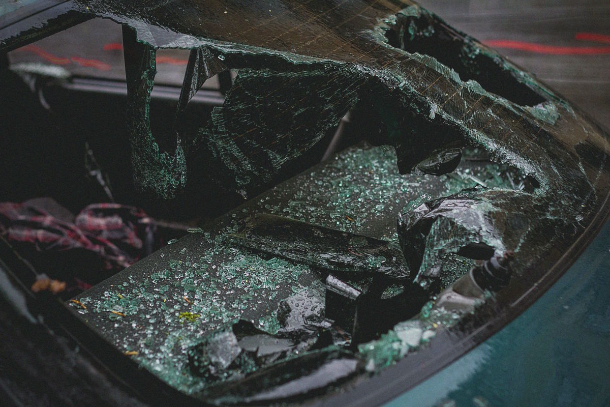 shattered windshield from car accident