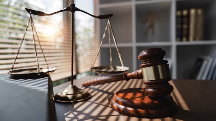 Judge hammer and justice at law firm