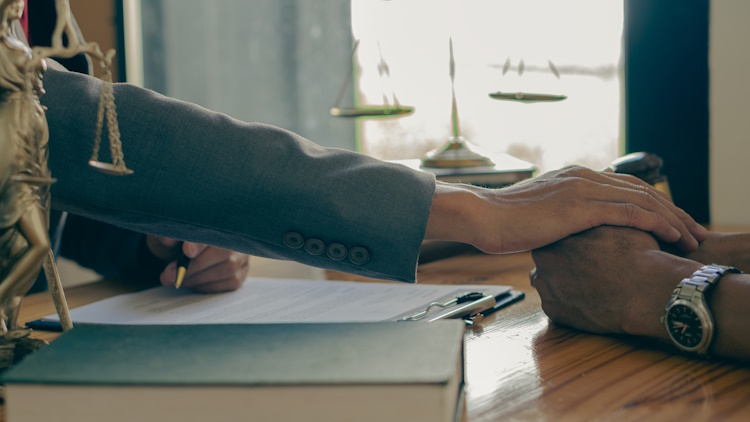 Lawyer guides client through process