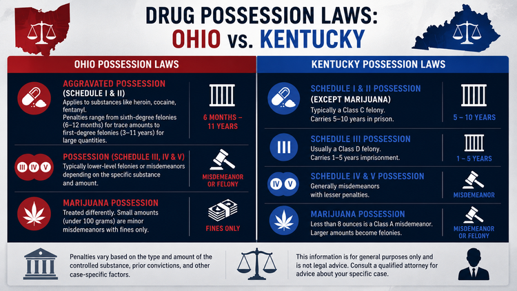 Drug possession laws in Ohio and Kentucky