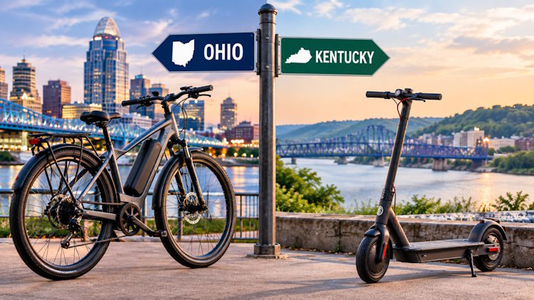 Ohio and Kentucky E-Bike or Electric Scooter DUI Laws E-bike and electric scooter representing Ohio and Kentucky laws